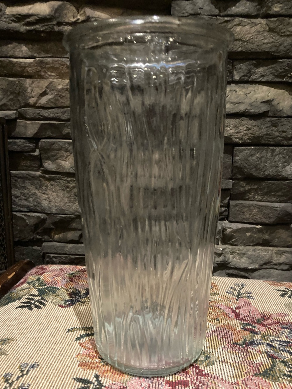 Tall Textured Clear Glass Vase
